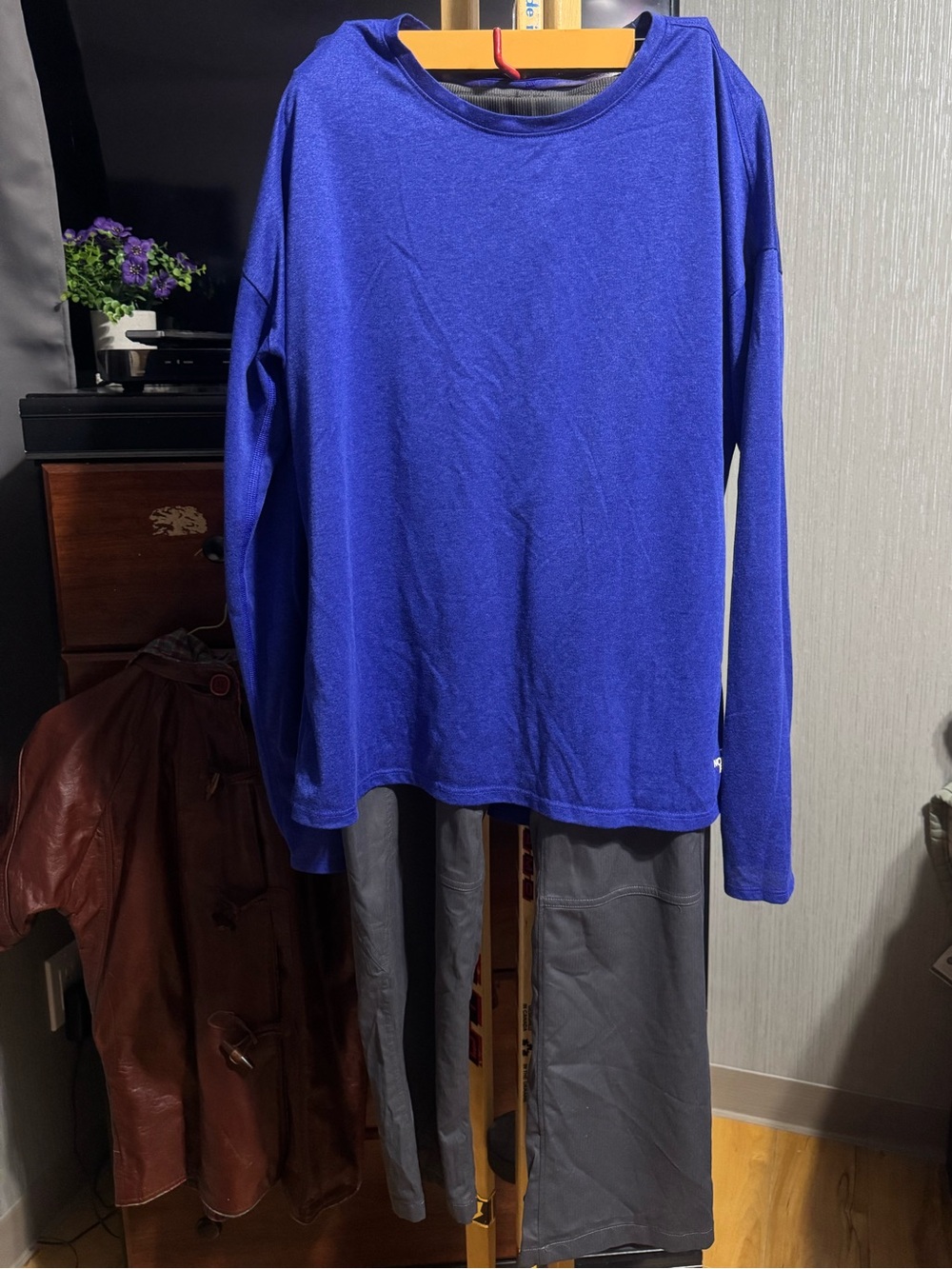 The North Face Women's FlashDry Purple Long Sleeve Top & Gray Hiking Pants set
